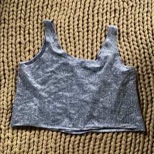 VTG plaza square Sparkly silver loose tank